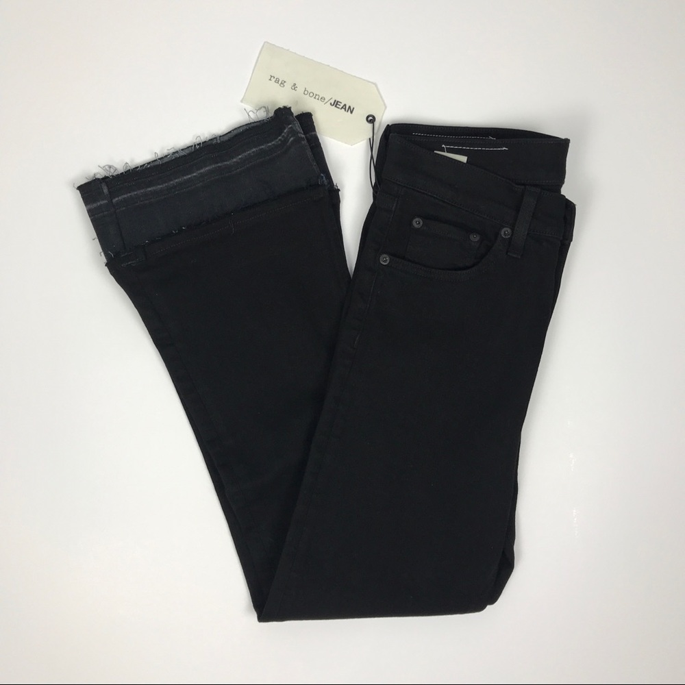 Rag & Bone Black Double Hem Crop Flare Jeans - Picture 2 of 8